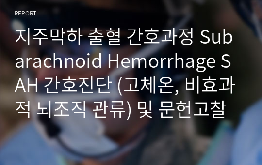 지주막하 출혈 간호과정 Subarachnoid Hemorrhage SAH 간호진단 (고체온, 비효과적 뇌조직 관류) 및 문헌고찰