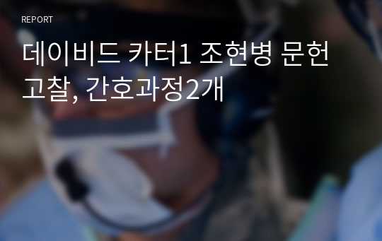 데이비드 카터1 조현병 문헌고찰, 간호과정2개