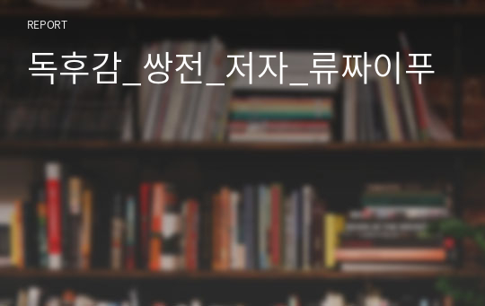 독후감_쌍전_저자_류짜이푸