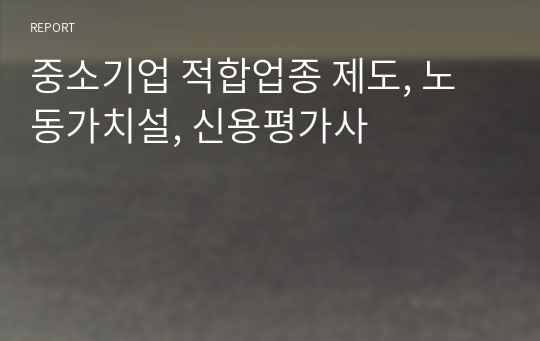 중소기업 적합업종 제도, 노동가치설, 신용평가사