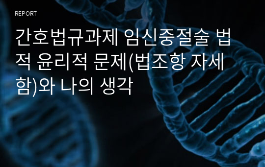 간호법규과제 임신중절술 법적 윤리적 문제(법조항 자세함)와 나의 생각