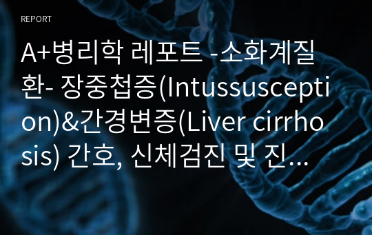 A+병리학 레포트 -소화계질환- 장중첩증(Intussusception)&amp;간경변증(Liver cirrhosis) 간호, 신체검진 및 진단검사, 치료 및 관리, 정의 및 주증상