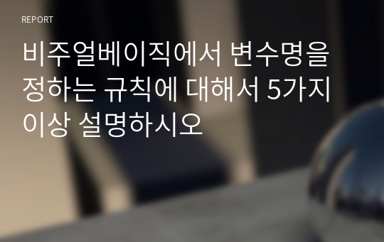 비주얼베이직에서 변수명을 정하는 규칙에 대해서 5가지 이상 설명하시오