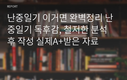 난중일기 이거면 완벽정리 난중일기 독후감, 철저한 분석후 작성 실제A+받은 자료