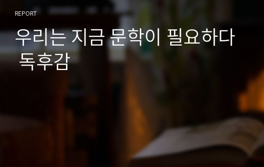 우리는 지금 문학이 필요하다 독후감