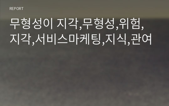 무형성이 지각,무형성,위험,지각,서비스마케팅,지식,관여