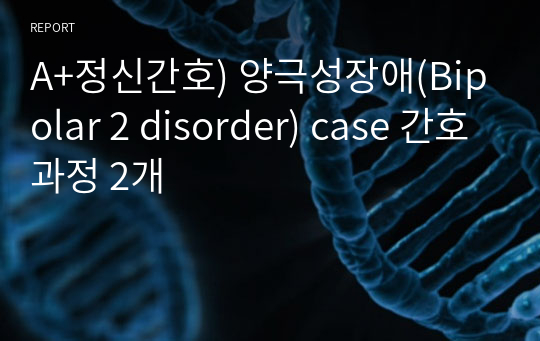 A+정신간호) 양극성장애(Bipolar 2 disorder) case 간호과정 2개