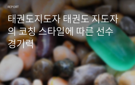 태권도지도자 태권도 지도자의 코칭 스타일에 따른 선수 경기력