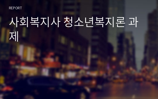 사회복지사 청소년복지론 과제