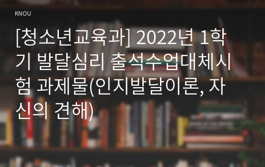 [청소년교육과] 2022년 1학기 발달심리 출석수업대체시험 과제물(인지발달이론, 자신의 견해)