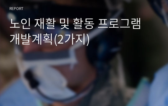 노인 재활 및 활동 프로그램 개발계획(2가지)