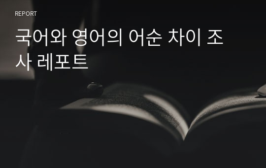 국어와 영어의 어순 차이 조사 레포트