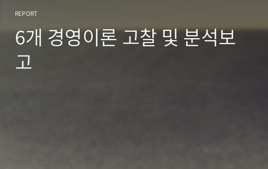 6개 경영이론 고찰 및 분석보고