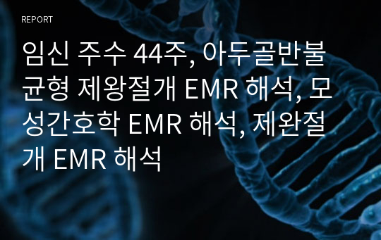 임신 주수 44주, 아두골반불균형 제왕절개 EMR 해석, 모성간호학 EMR 해석, 제완절개 EMR 해석