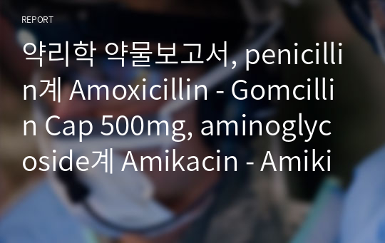 약리학 약물보고서, penicillin계 Amoxicillin - Gomcillin Cap 500mg, aminoglycoside계 Amikacin - Amikin Injection 100mg