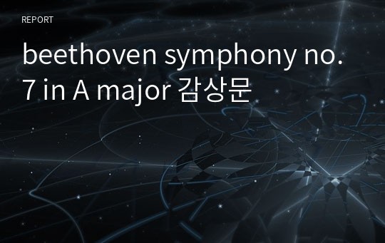 beethoven symphony no.7 in A major 감상문