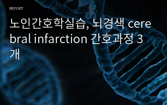 노인간호학실습, 뇌경색 cerebral infarction 간호과정 3개