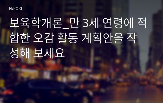 보육학개론_만 3세 연령에 적합한 오감 활동 계획안을 작성해 보세요