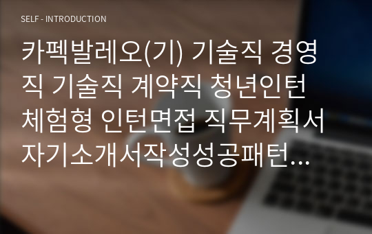 카펙발레오(기) 기술직 경영직 기술직 계약직 청년인턴 체험형 인턴면접 직무계획서 자기소개서작성성공패턴 자소서입력항목분석 지원동기작성요령