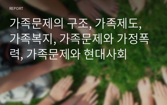 가족문제의 구조, 가족제도, 가족복지, 가족문제와 가정폭력, 가족문제와 현대사회