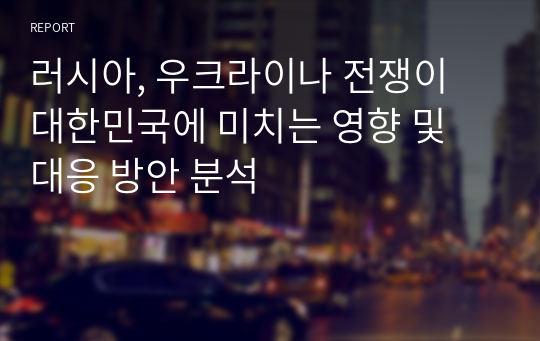 러시아, 우크라이나 전쟁이 대한민국에 미치는 영향 및 대응 방안 분석