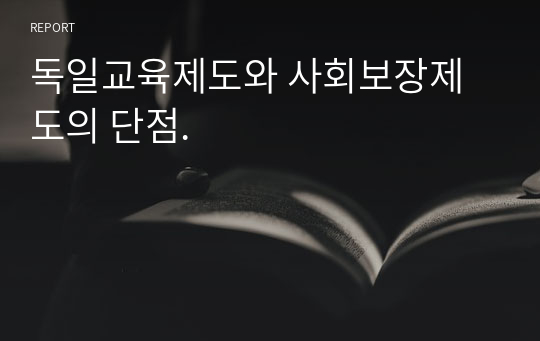 독일교육제도와 사회보장제도의 단점.