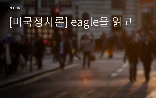 [미국정치론] eagle을 읽고