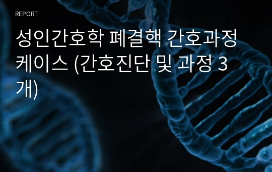 성인간호학 폐결핵 간호과정 케이스 (간호진단 및 과정 3개)