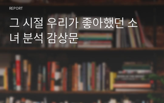 그 시절 우리가 좋아했던 소녀 분석 감상문