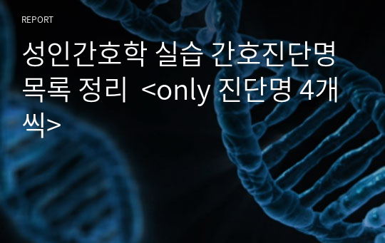 성인간호학 실습 간호진단명 목록 정리  &lt;only 진단명 4개씩&gt;