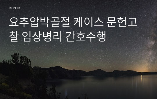 요추압박골절 케이스 문헌고찰 임상병리 간호수행