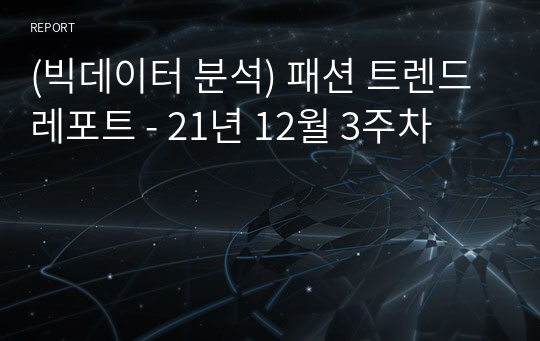 (빅데이터 분석) 패션 트렌드 레포트 - 21년 12월 3주차