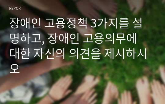 장애인 고용정책 3가지를 설명하고, 장애인 고용의무에 대한 자신의 의견을 제시하시오