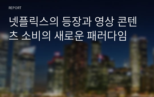 넷플릭스의 등장과 영상 콘텐츠 소비의 새로운 패러다임