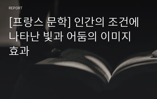 [프랑스 문학] 인간의 조건에 나타난 빛과 어둠의 이미지 효과