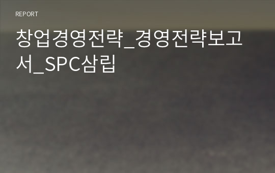 창업경영전략_경영전략보고서_SPC삼립