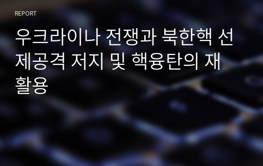 우크라이나 전쟁과 북한핵 선제공격 저지 및 핵융탄의 재활용