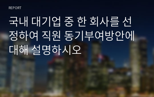 국내 대기업 중 한 회사를 선정하여 직원 동기부여방안에 대해 설명하시오