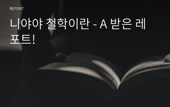 니야야 철학이란 - A 받은 레포트!