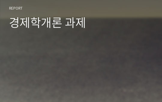 경제학개론 과제