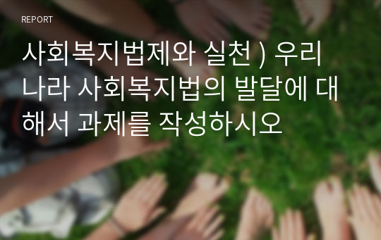 사회복지법제와 실천 ) 우리나라 사회복지법의 발달에 대해서 과제를 작성하시오