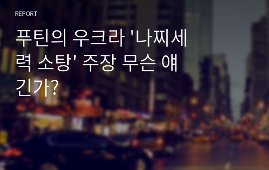 푸틴의 우크라 &#039;나찌세력 소탕&#039; 주장 무슨 얘긴가?