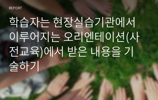 학습자는 현장실습기관에서 이루어지는 오리엔테이션(사전교육)에서 받은 내용을 기술하기