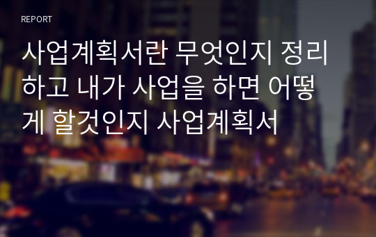 사업계획서란 무엇인지 정리하고 내가 사업을 하면 어떻게 할것인지 사업계획서