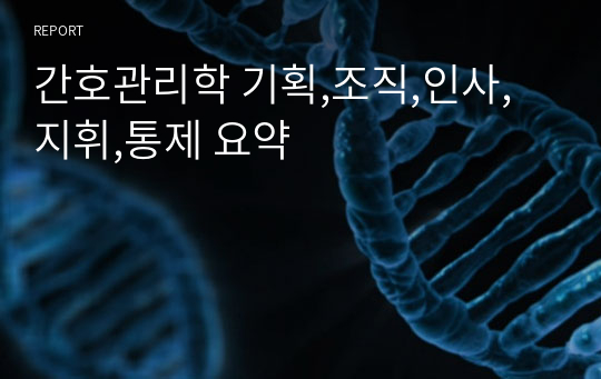 간호관리학 기획,조직,인사,지휘,통제 요약