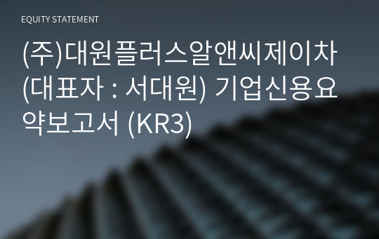 (주)대원플러스알앤씨제이차 기업신용요약보고서 (KR3)