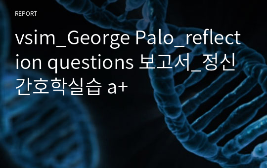 vsim_George Palo_reflection questions 보고서_정신간호학실습 a+