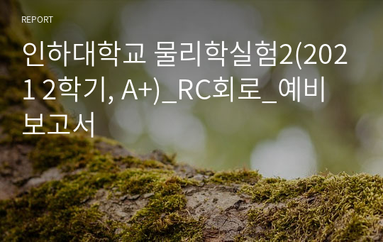 인하대학교 물리학실험2(2021 2학기, A+)_RC회로_예비보고서