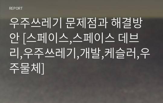 우주쓰레기 문제점과 해결방안 [스페이스,스페이스 데브리,우주쓰레기,개발,케슬러,우주물체]