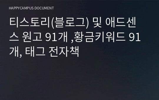 티스토리(블로그) 및 애드센스 원고 91개 ,황금키워드 91개, 태그 전자책